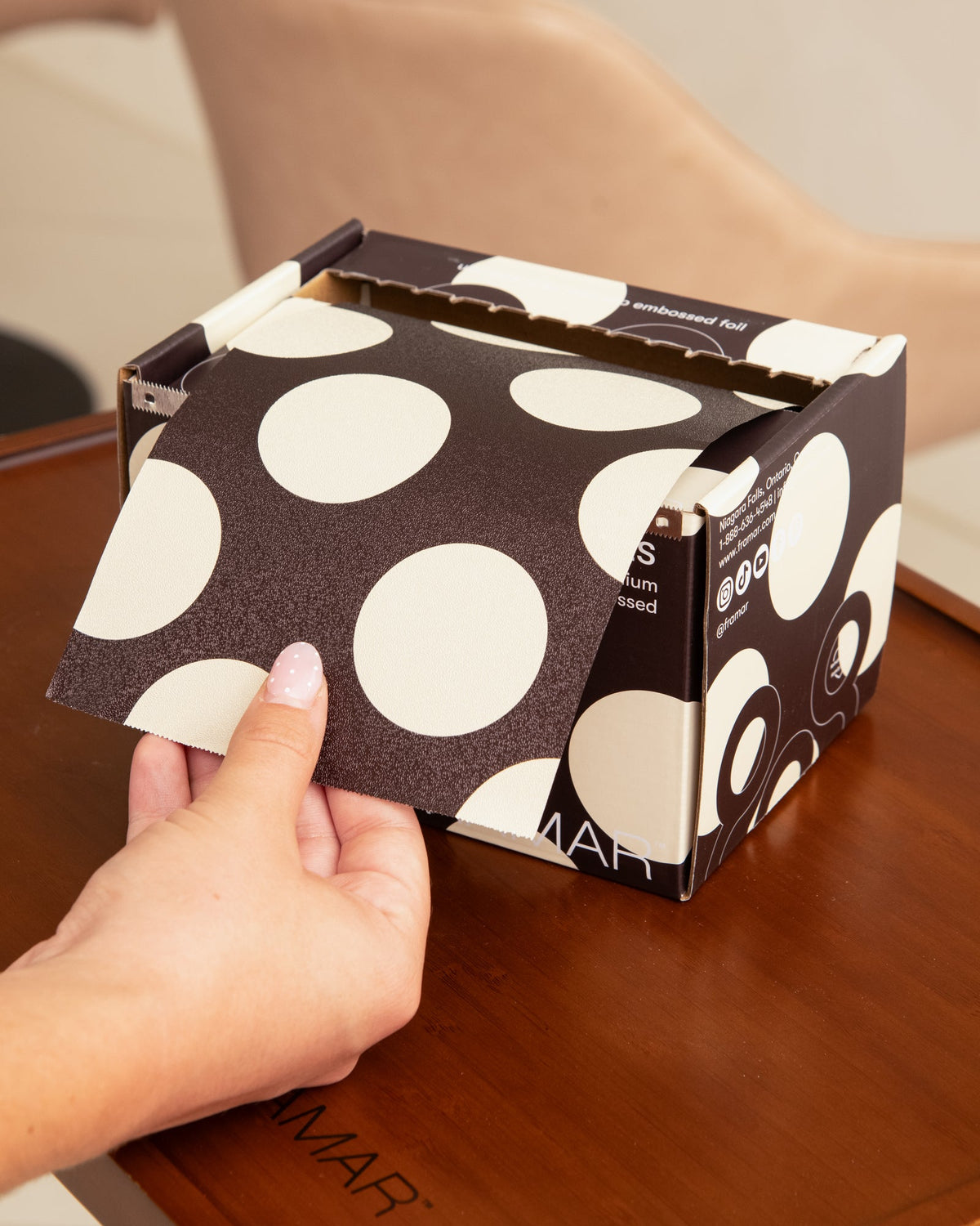 Embossed Roll Big Brown Dots