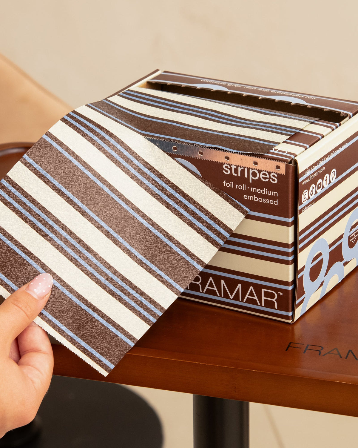 Embossed Roll Blue Chocolate Stripes