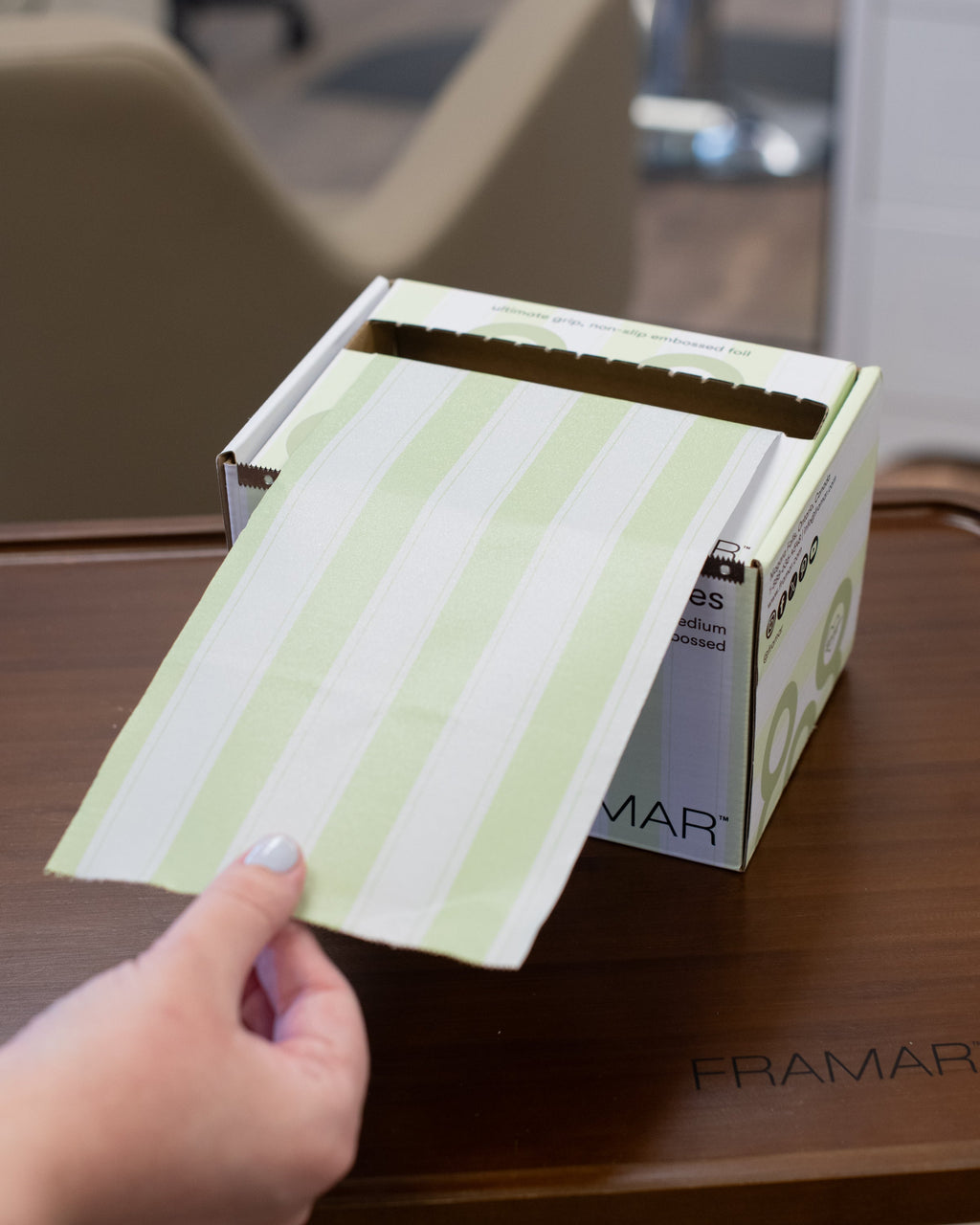 Embossed Roll - Celery Stripes
