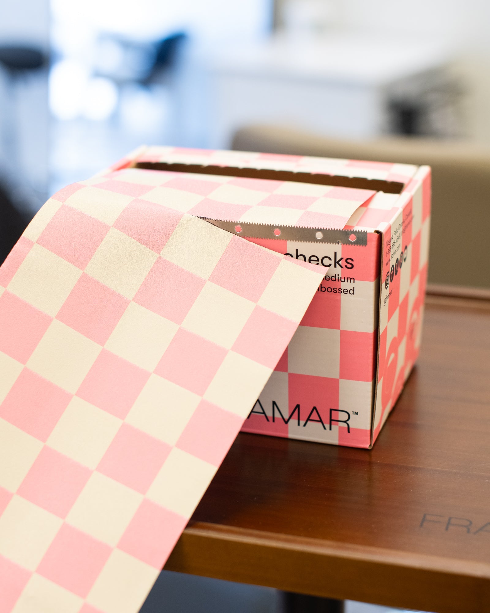 Embossed Roll - Beige & Pink Checks
