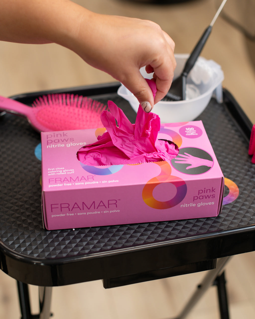 Pink Paws Nitrile Gloves - 100 Count