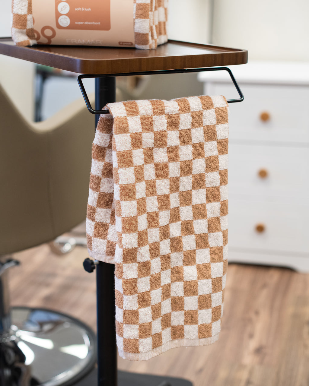 Checked Out Salon Towels - Beige & White