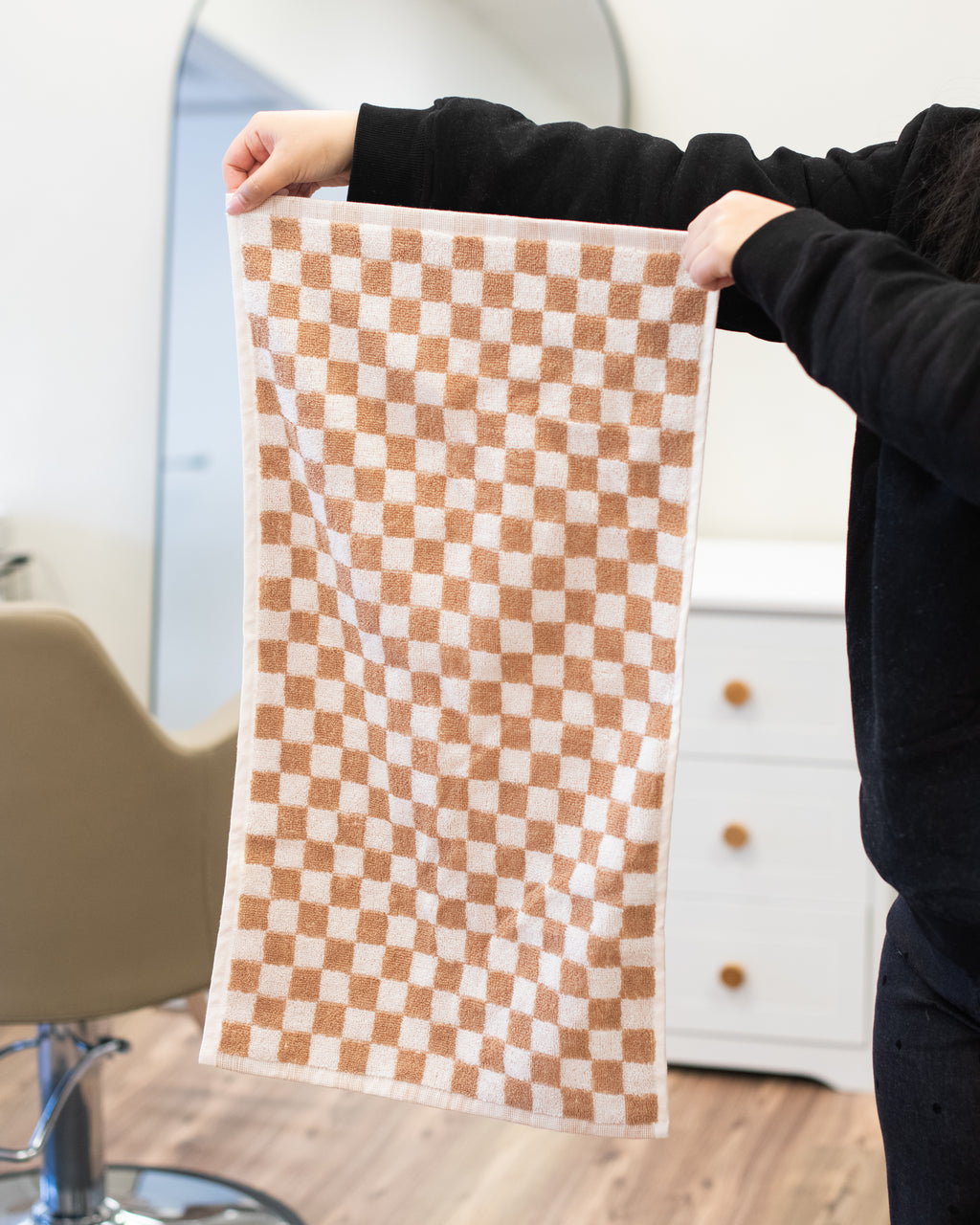 Checked Out Salon Towels - Beige & White
