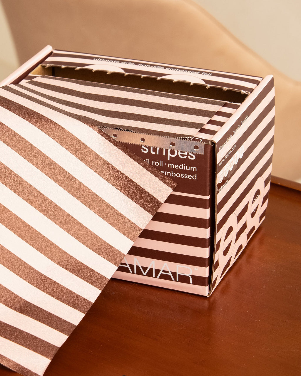 Embossed Roll Pink Chocolate Stripes